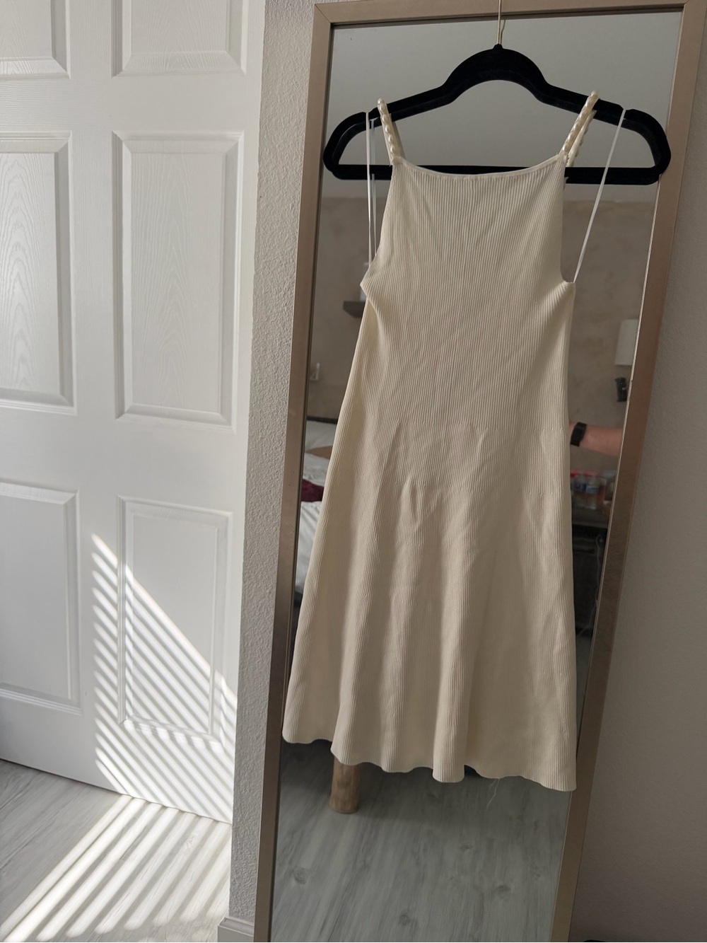 Off White Spaghetti Strap Slip Dress